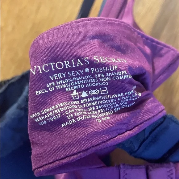 Victoria's Secret Satin and Lace Bra Set - Purple and Midnight/Navy Blue - Picture 2 of 6